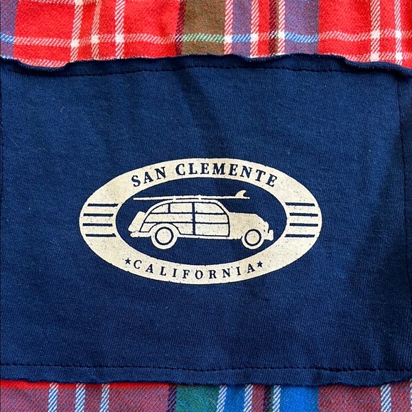 San Clemente California Flannel Shirt upcycled unisex Size 4 - Picture 2 of 6